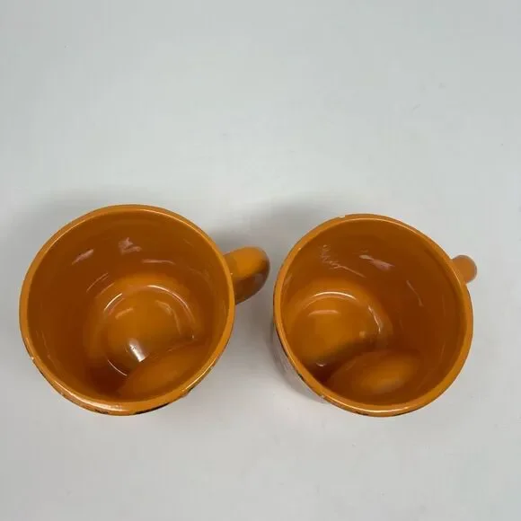 Set of 2 MARKET FINDS Coffee Mug Orange Happy Harvest Figural Ceramic Pumpkins - Picture 7 of 11